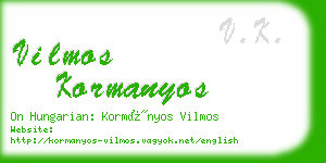 vilmos kormanyos business card